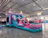 Glitter Unicorn Dual Lane Bounce House with Slide Combo (Wet/Dry)