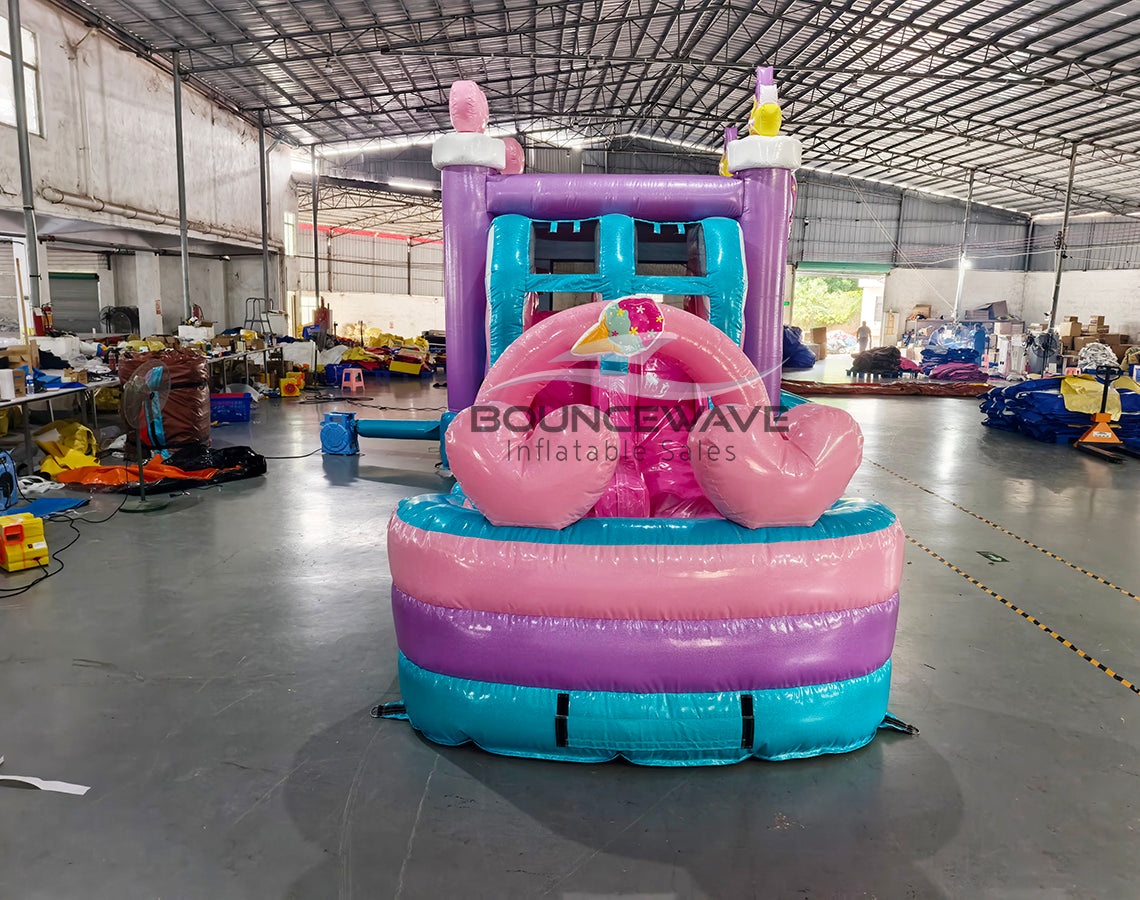 Glitter Unicorn Dual Lane Bounce House with Slide Combo (Wet/Dry)