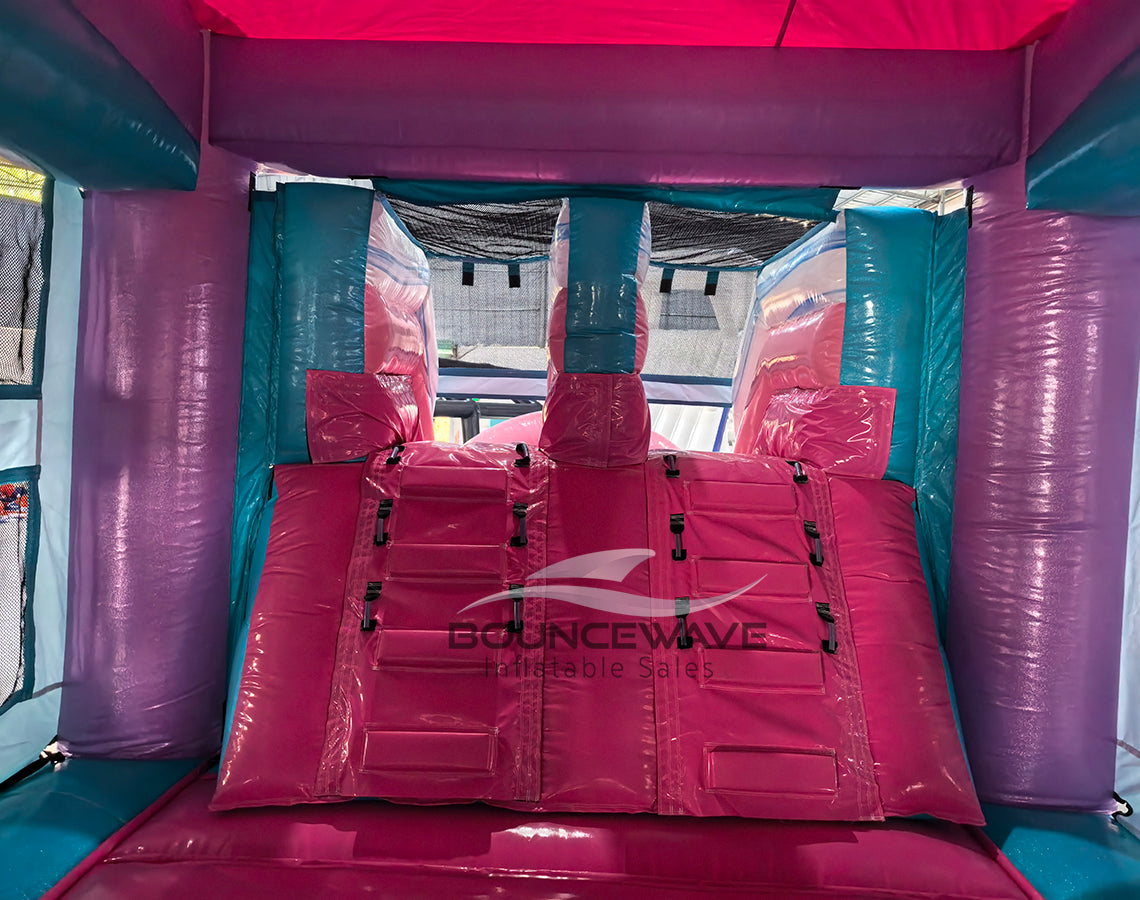 Glitter Unicorn Dual Lane Bounce House with Slide Combo (Wet/Dry)