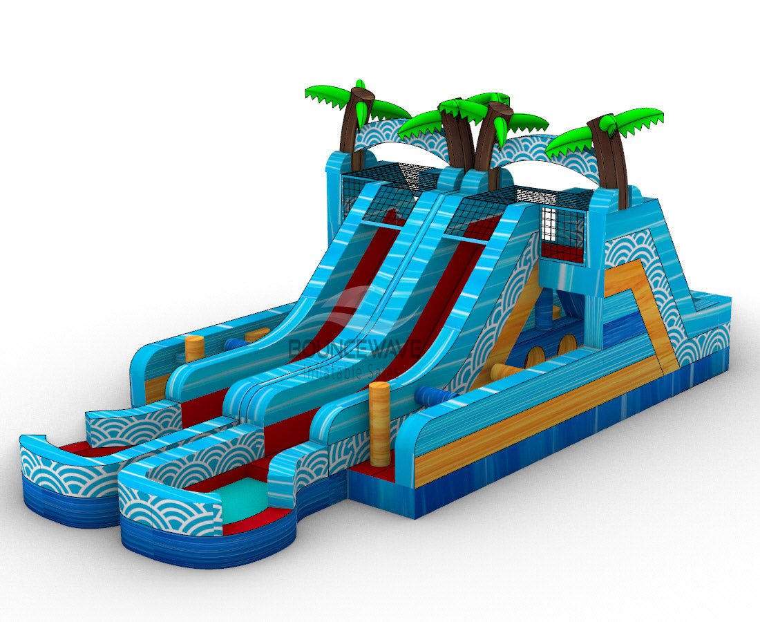 Pouncing Dash Inflatable Akua Falls Double Dash Splash Inflatable Wet-Dry Obstacle Course