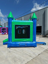 AquaBolt PowerPlay Dual Lane Bounce House with Slide Combo - BounceWave Inflatable Sales