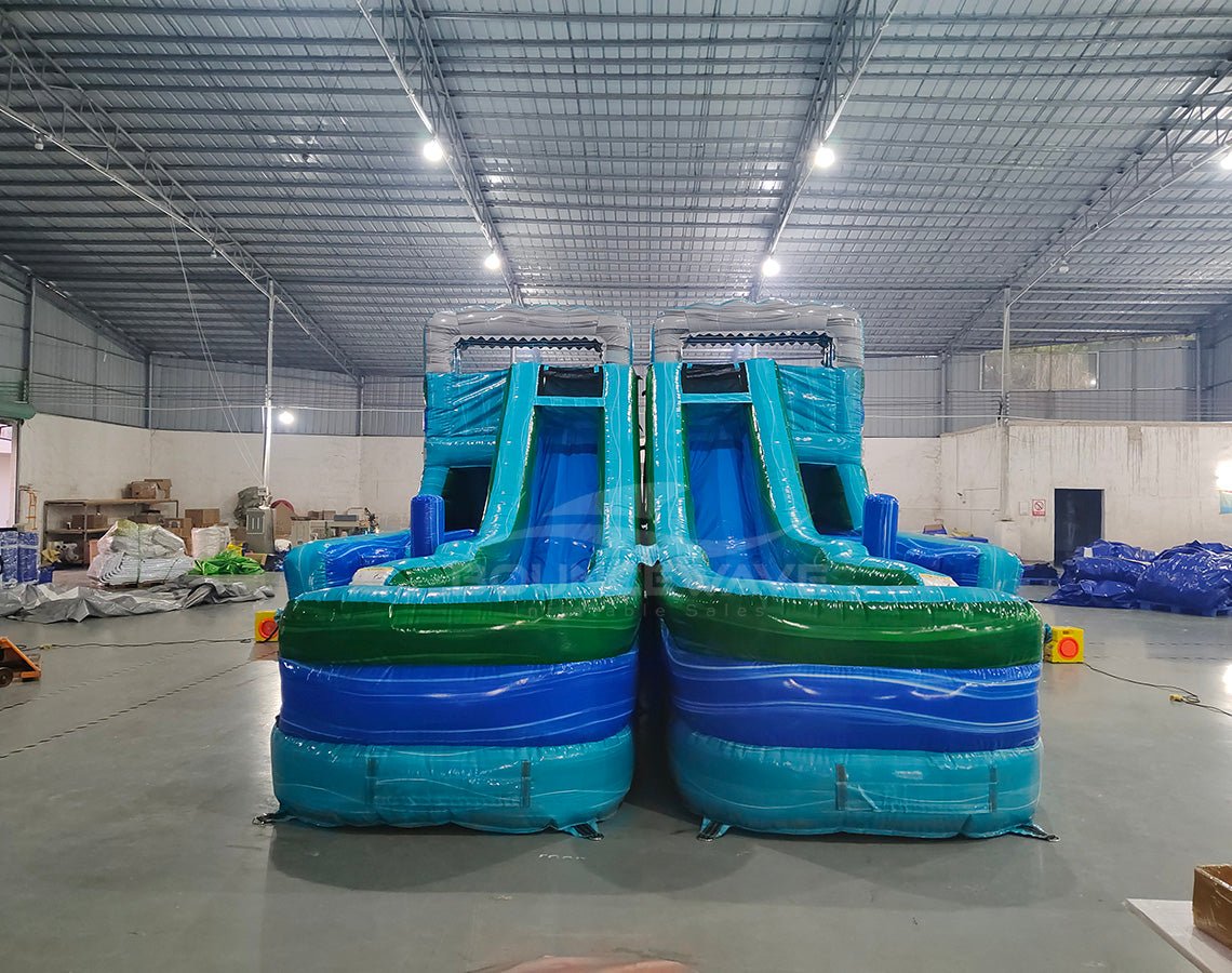 Pouncing Dash Inflatable Bahama Blast Double Dash Splash Inflatable Wet-Dry Obstacle Course