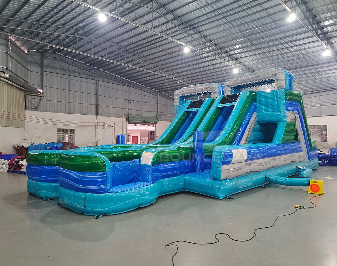 Pouncing Dash Inflatable Bahama Blast Double Dash Splash Inflatable Wet-Dry Obstacle Course