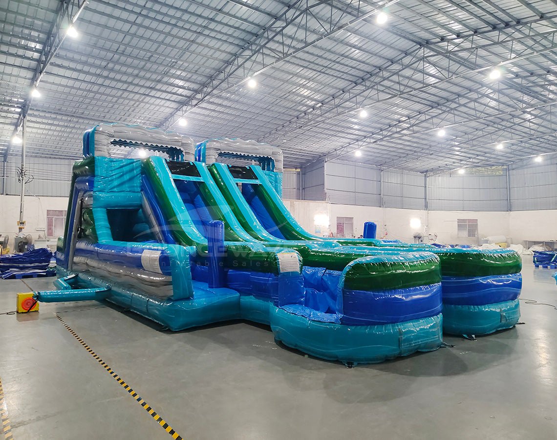 Pouncing Dash Inflatable Bahama Blast Double Dash Splash Inflatable Wet-Dry Obstacle Course