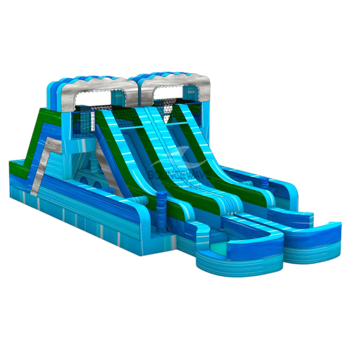 Pouncing Dash Inflatable Bahama Blast Double Dash Splash Inflatable Wet-Dry Obstacle Course