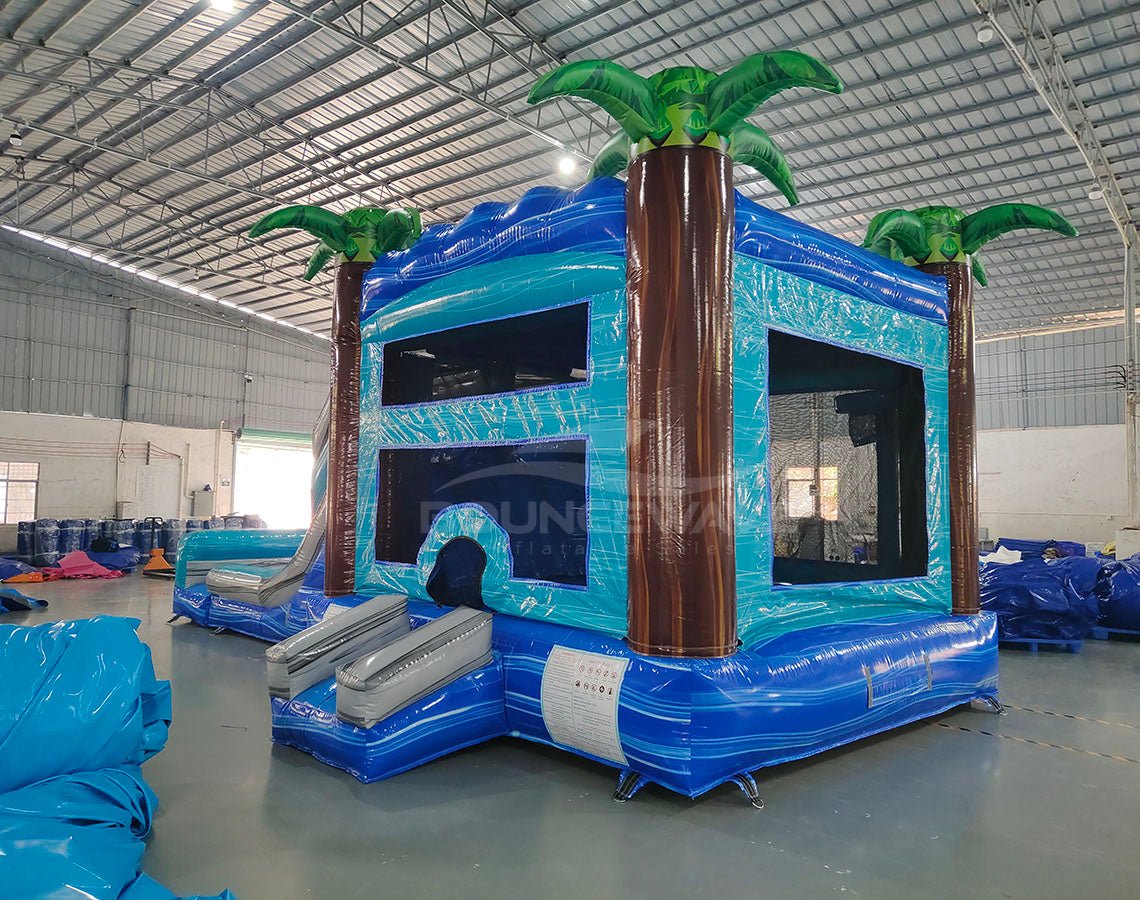 Bahama Blast Dual Lane Bounce House with Slide (Wet/Dry) - BounceWave Inflatable Sales