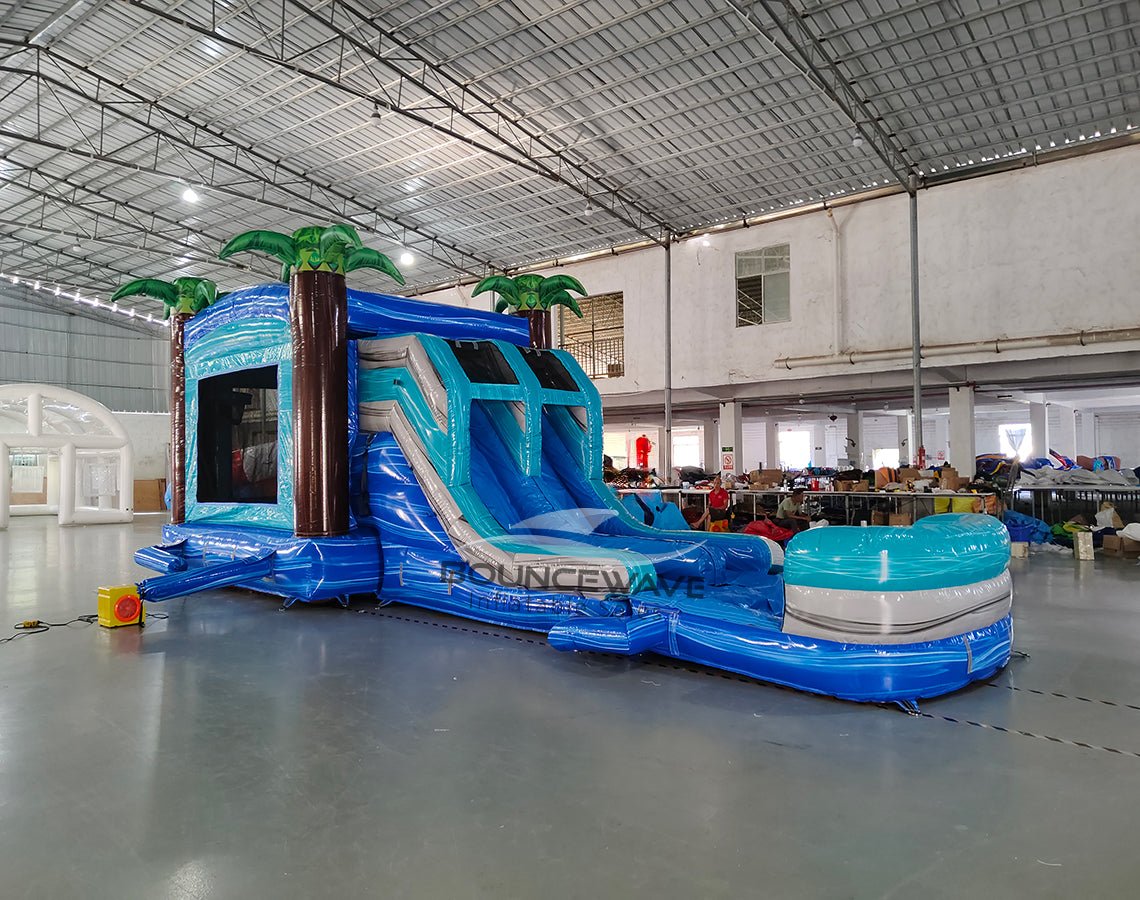 Bahama Blast Dual Lane Bounce House with Slide (Wet/Dry) - BounceWave Inflatable Sales