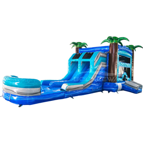 Bahama Blast Dual Lane Bounce House with Slide (Wet/Dry) - BounceWave Inflatable Sales