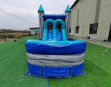 Bahama Blast PowerPlay Dual Lane Bounce House with Slide Combo - BounceWave Inflatable Sales