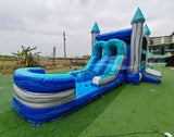 Bahama Blast PowerPlay Dual Lane Bounce House with Slide Combo - BounceWave Inflatable Sales