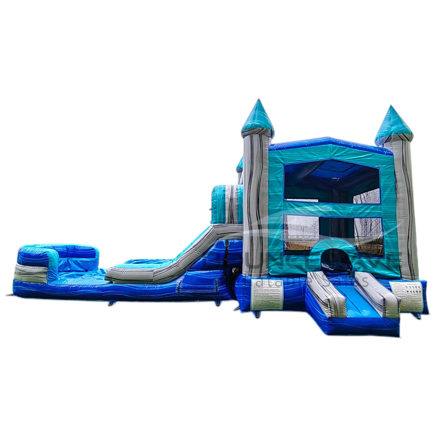 Bahama Blast PowerPlay Dual Lane Bounce House with Slide Combo - BounceWave Inflatable Sales