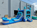 Bahama Blast PowerPlay Dual Lane Bounce House with Slide Combo - BounceWave Inflatable Sales
