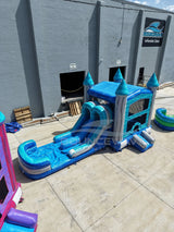 Bahama Blast PowerPlay Dual Lane Bounce House with Slide Combo - BounceWave Inflatable Sales
