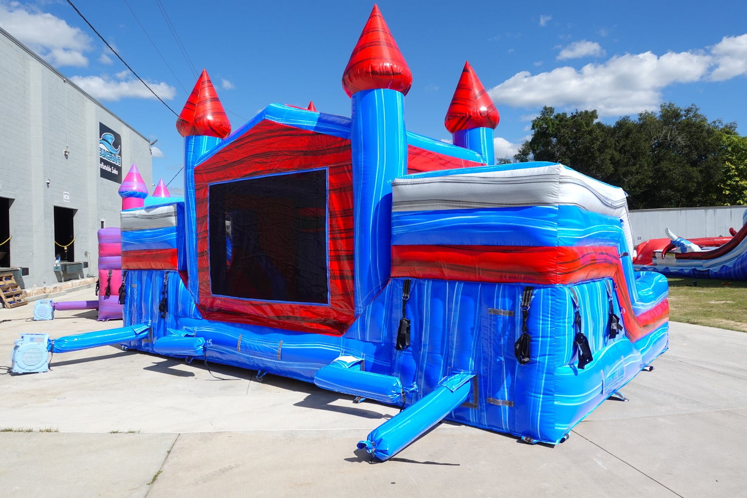 bebop spin combo bouncy castle & water slide Baja Econo Duo Bounce & Slide Combo (Wet/Dry)