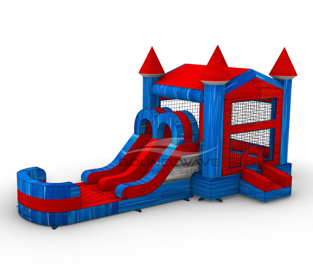Baja Splash PowerPlay Dual Lane Bounce House with Slide Combo - BounceWave Inflatable Sales