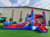 Baja Splash PowerPlay Dual Lane Bounce House with Slide Combo - BounceWave Inflatable Sales