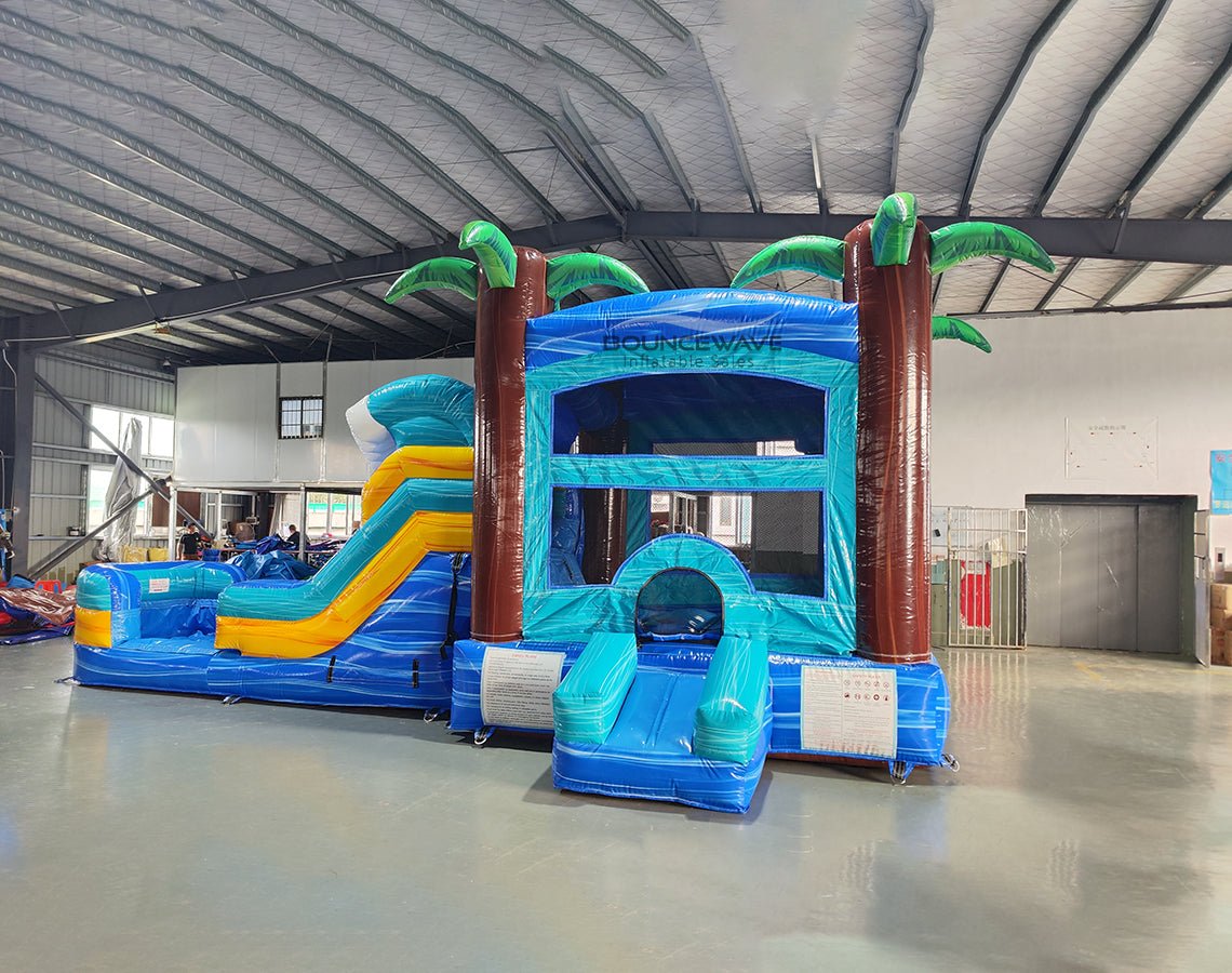 Bimini Wave Commercial Bounce House Combo with Slide (Wet/Dry) - BounceWave Inflatable Sales