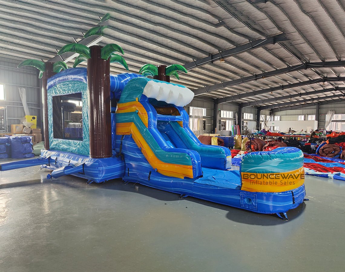 Bimini Wave Commercial Bounce House Combo with Slide (Wet/Dry) - BounceWave Inflatable Sales