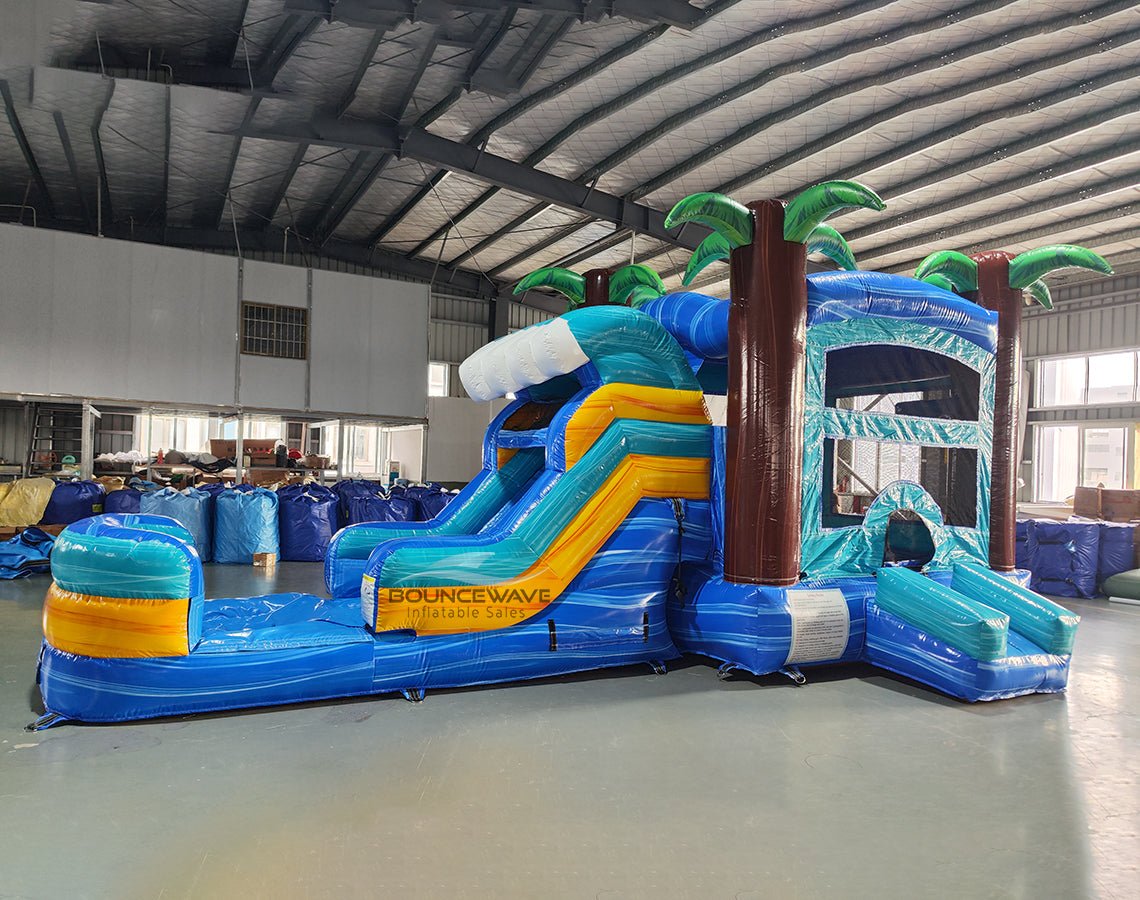 Bimini Wave Commercial Bounce House Combo with Slide (Wet/Dry) - BounceWave Inflatable Sales