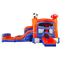 Blue & Orange Sports Econo Bounce House with Slide (Wet/Dry)
