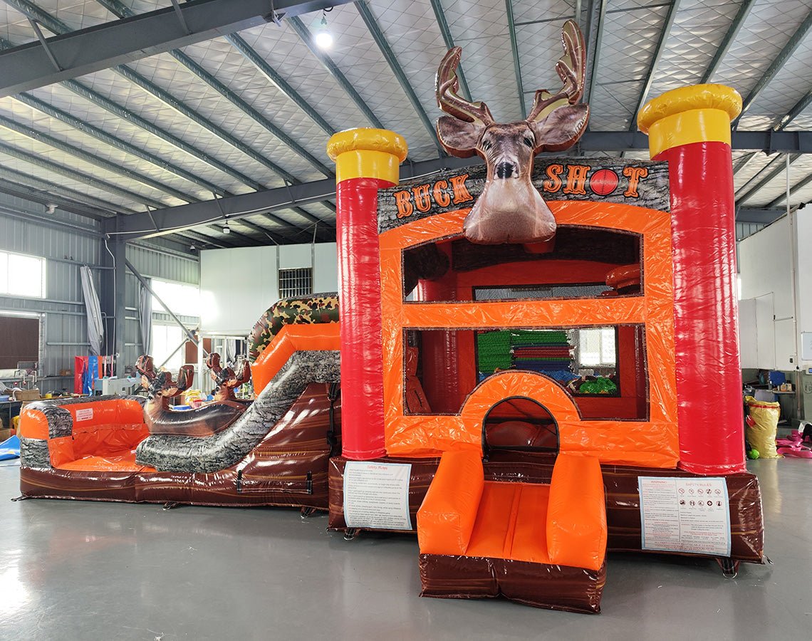 Inflatable Buck Buck Shot Econo Bounce House with Slide (Wet/Dry)