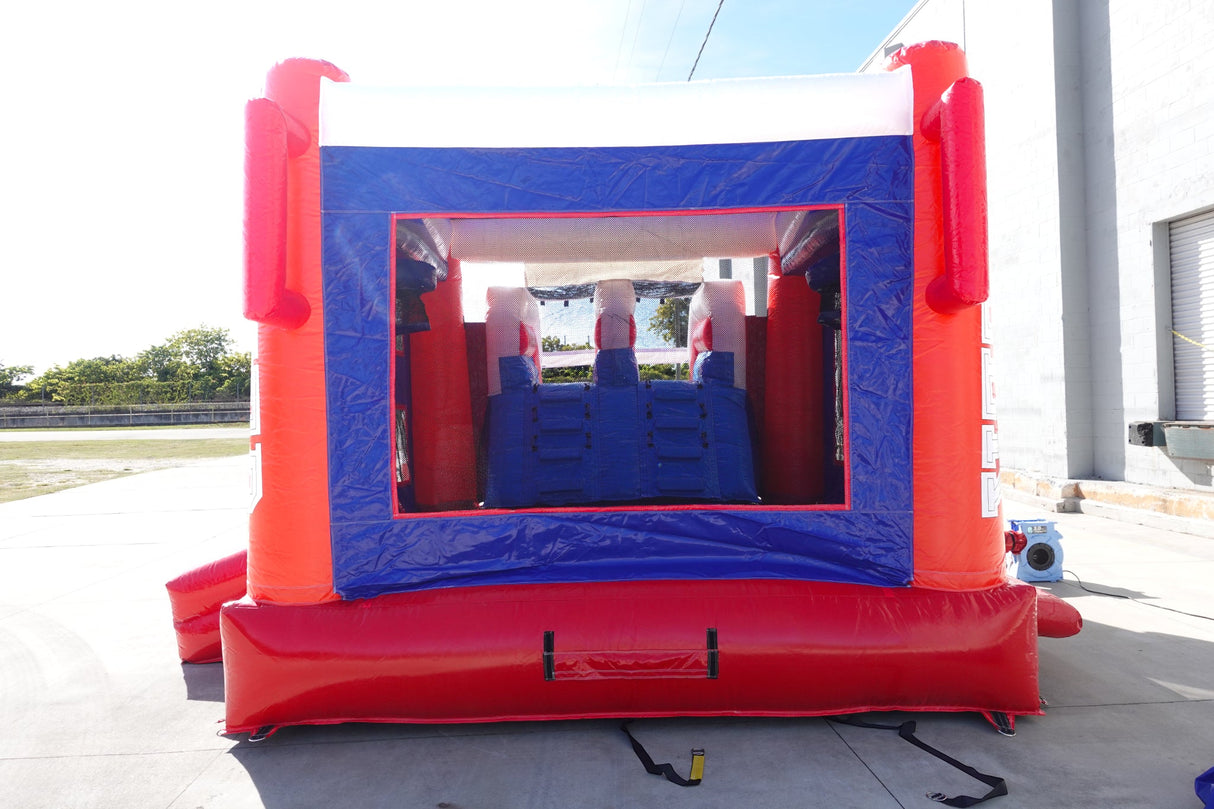 Cheerleader Dual Lane Wet/Dry Bounce House with Slide Combo – Commercial Inflatable - BounceWave Inflatable Sales