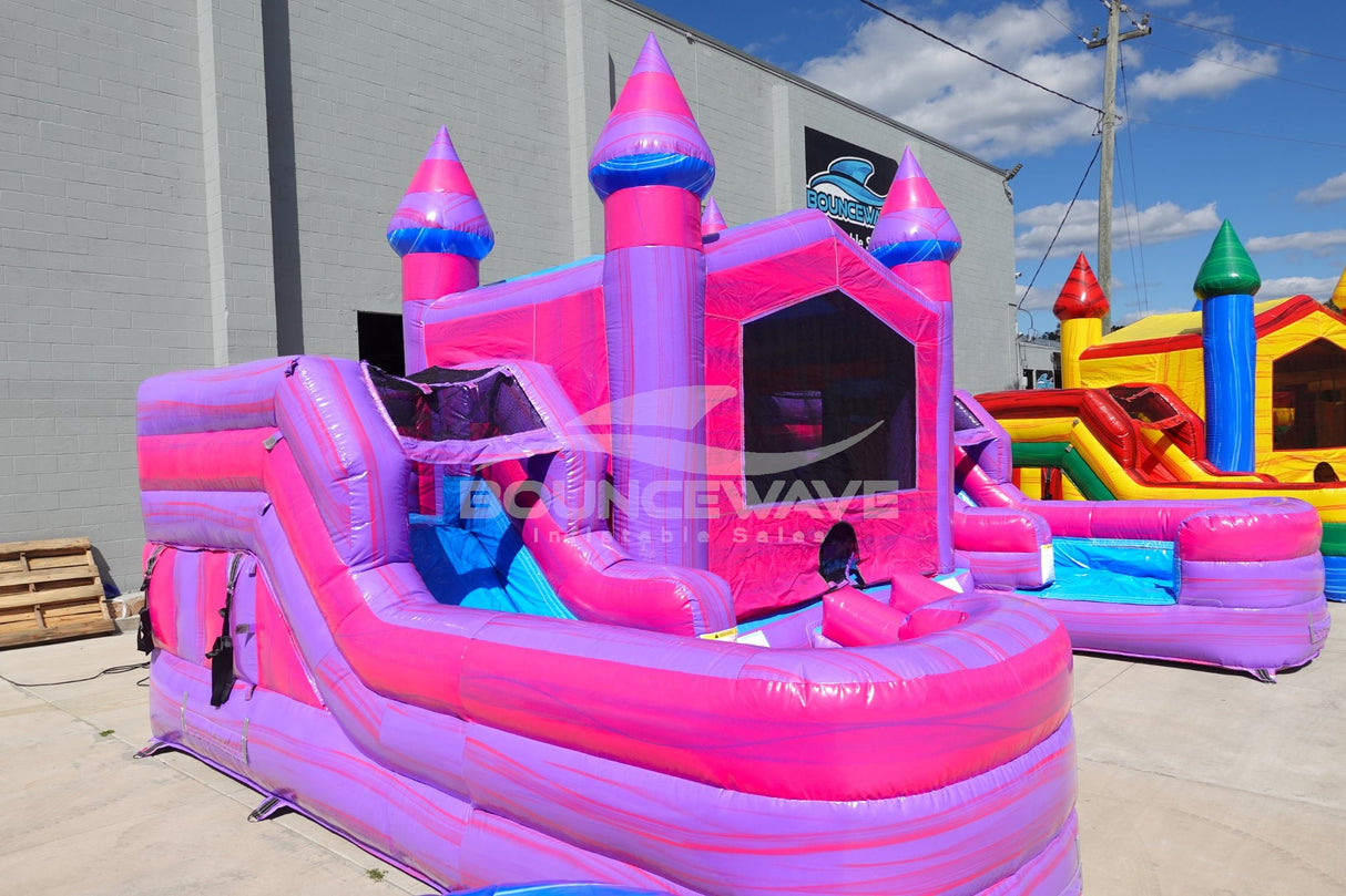 Cotton Candy Econo Duo Bounce & Slide Combo (Wet/Dry) - BounceWave Inflatable Sales