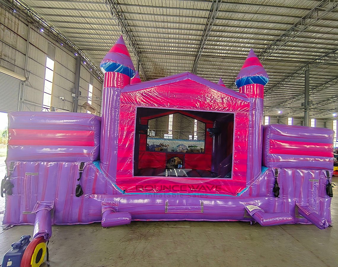 Cotton Candy Econo Duo Bounce & Slide Combo (Wet/Dry) - BounceWave Inflatable Sales