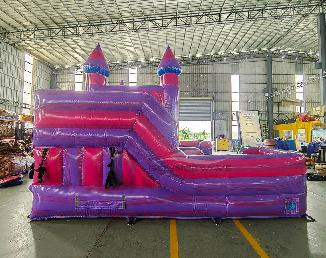 Cotton Candy Econo Duo Bounce & Slide Combo (Wet/Dry) - BounceWave Inflatable Sales