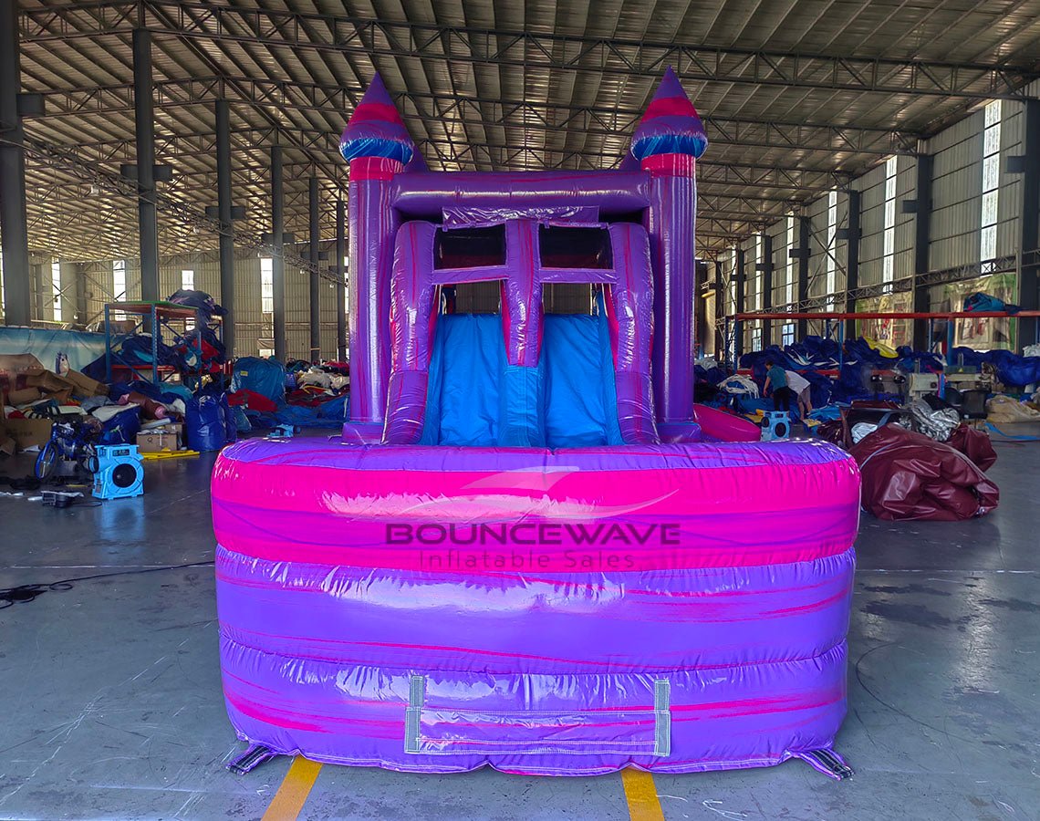 Cotton Candy Splash & Save Bounce House with Dual Lane Slide (Wet/Dry) - BounceWave Inflatable Sales