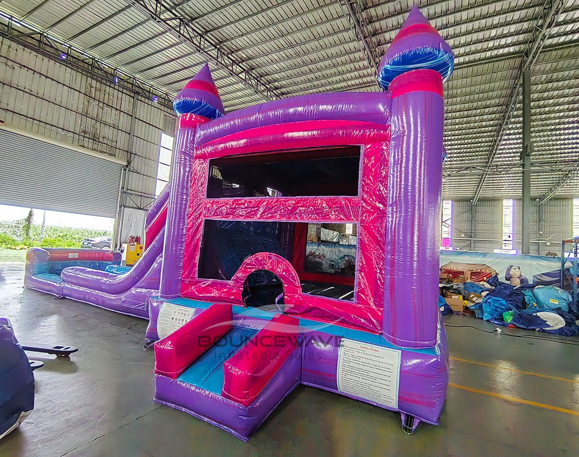 Cotton Candy Splash & Save Bounce House with Dual Lane Slide (Wet/Dry) - BounceWave Inflatable Sales