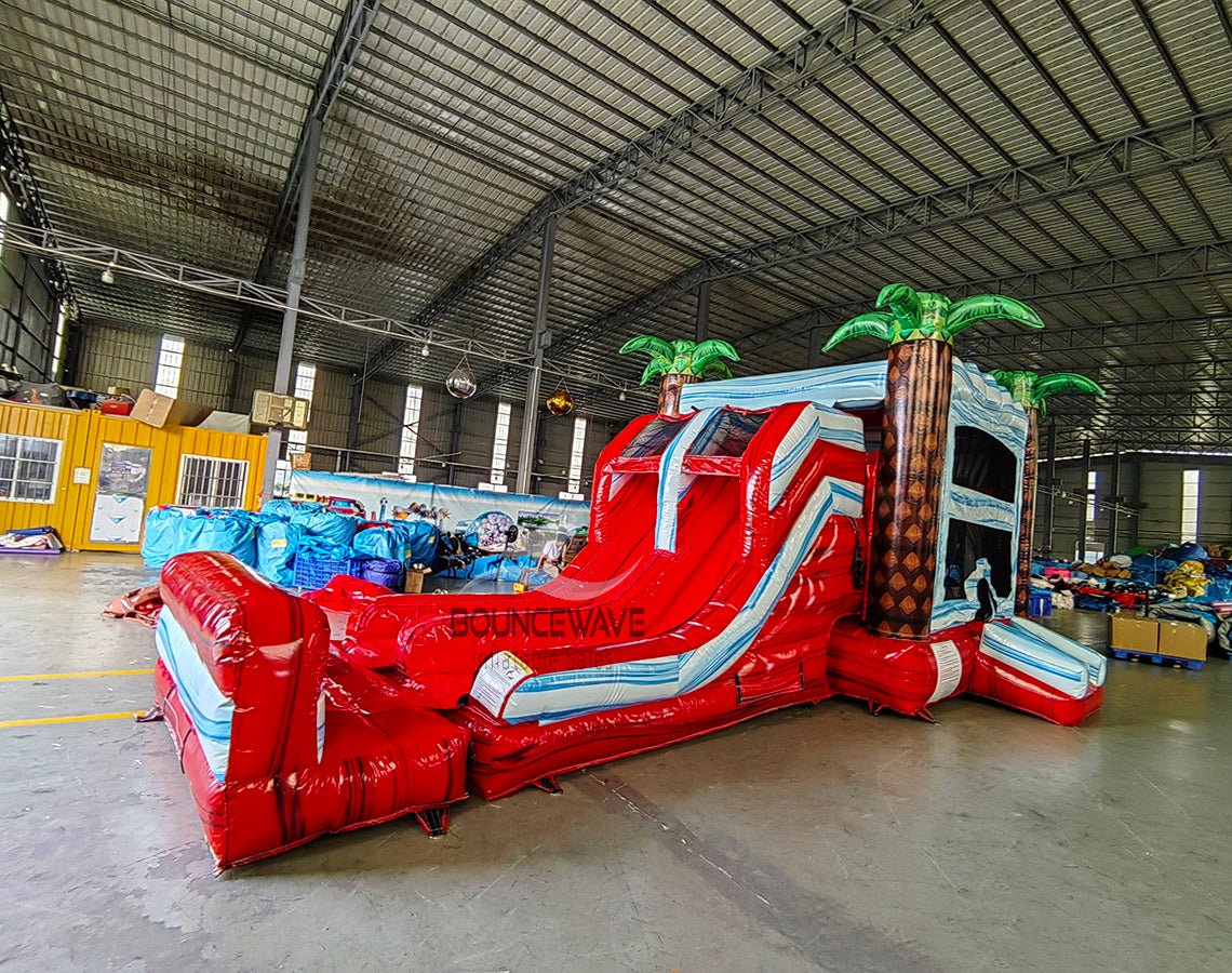 Crimson Bay Dual Lane Commercial Inflatable Combo (Wet/Dry) - BounceWave Inflatable Sales