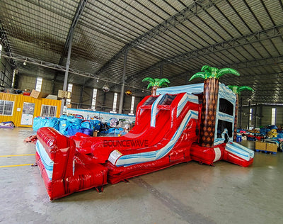 Crimson Bay Dual Lane Commercial Inflatable Combo (Wet/Dry) - BounceWave Inflatable Sales