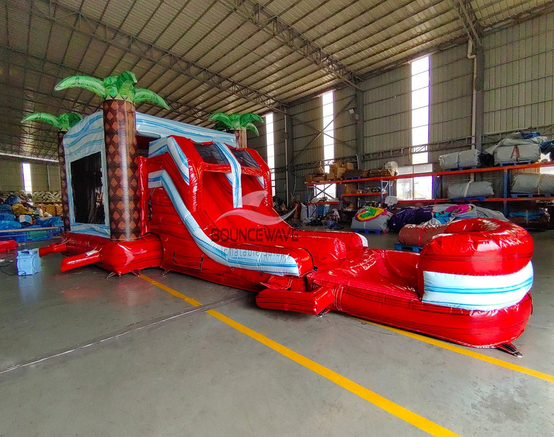 Crimson Bay Dual Lane Commercial Inflatable Combo (Wet/Dry) - BounceWave Inflatable Sales