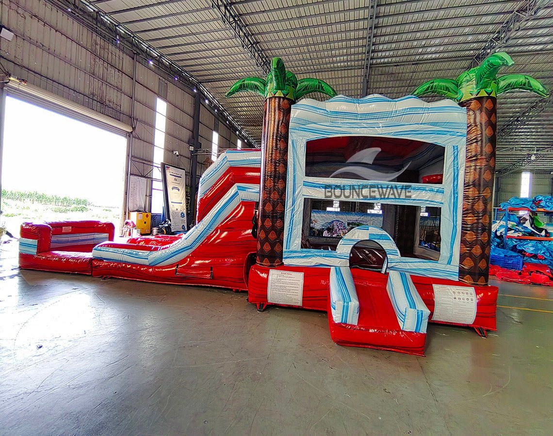 Crimson Bay Dual Lane Commercial Inflatable Combo (Wet/Dry) - BounceWave Inflatable Sales