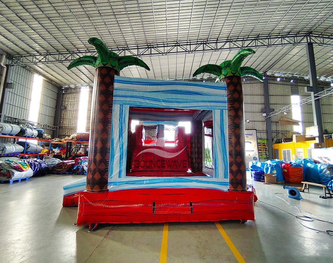 Crimson Bay Dual Lane Commercial Inflatable Combo (Wet/Dry) - BounceWave Inflatable Sales