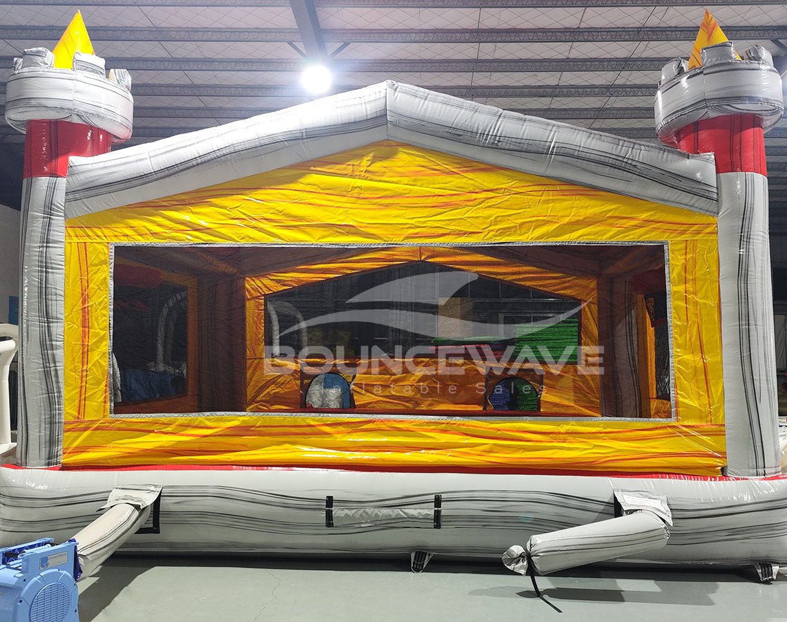 Euro Fire Island Castle XL Commercial Grade Bounce House - BounceWave Inflatable Sales
