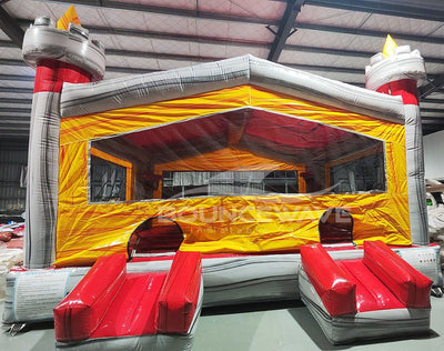 Euro Fire Island Castle XL Commercial Grade Bounce House - BounceWave Inflatable Sales