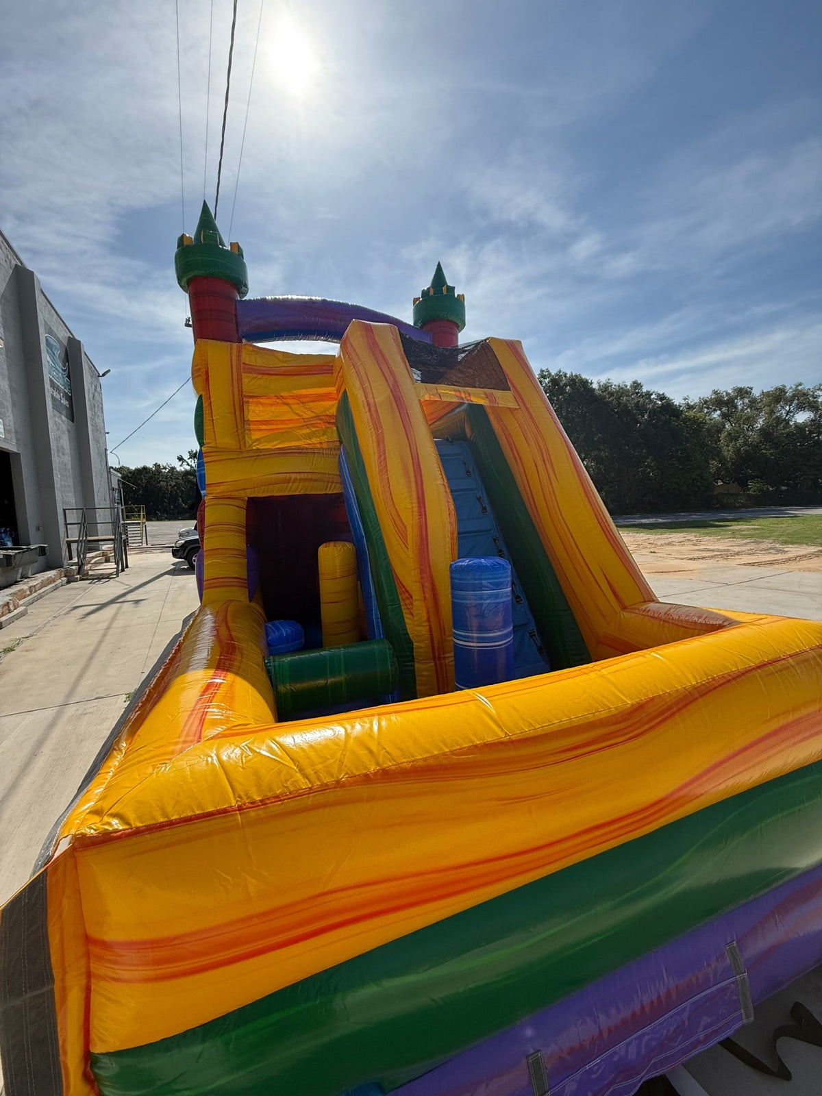 Pouncing Dash Inflatable Euro Marble Double Dash Splash Inflatable Wet-Dry Obstacle Course