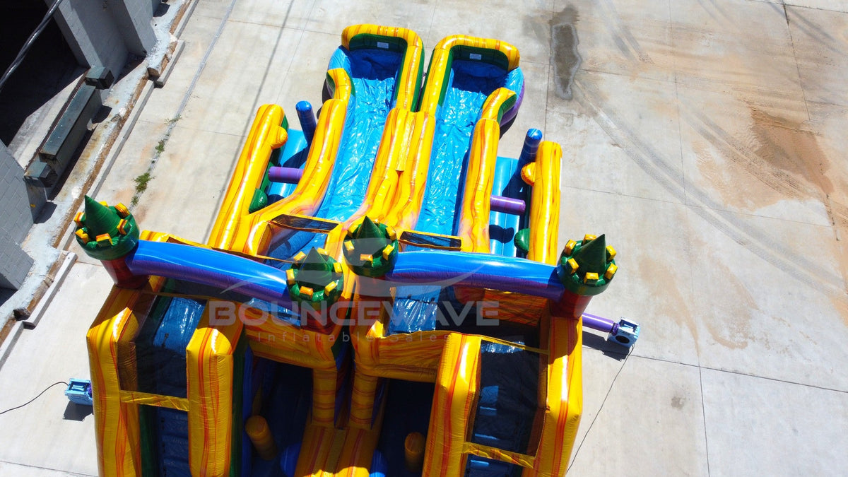 Pouncing Dash Inflatable Euro Marble Double Dash Splash Inflatable Wet-Dry Obstacle Course