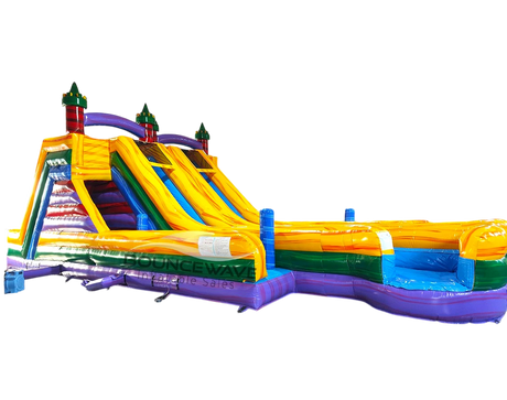 Euro Marble Double Dash Splash Inflatable Obstacle Course - Inflated Splash Pad - BounceWave Inflatable Sales