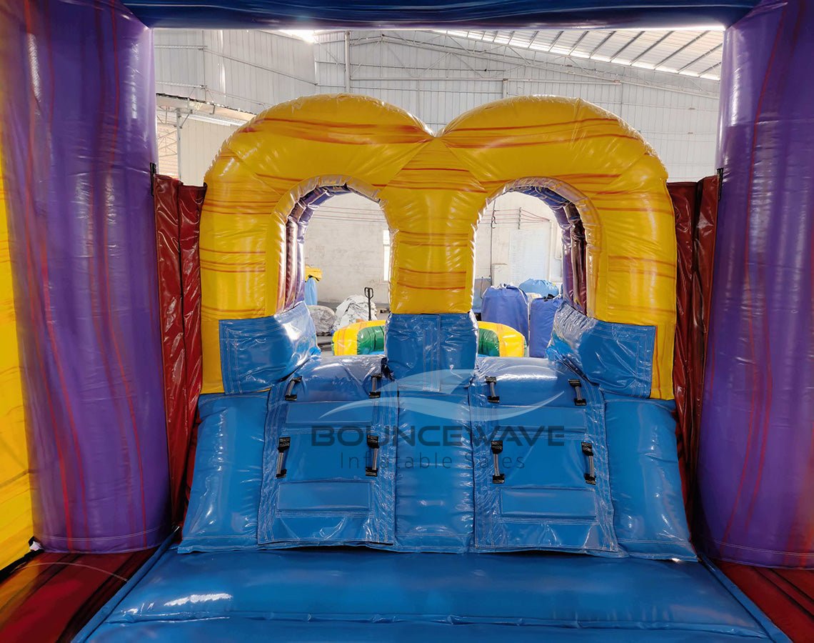 Euro Marble PowerPlay Dual Lane Bounce House with Slide Combo-FlexPool - BounceWave Inflatable Sales