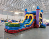 Euro Marble PowerPlay Dual Lane Bounce House with Slide Combo-FlexPool - BounceWave Inflatable Sales