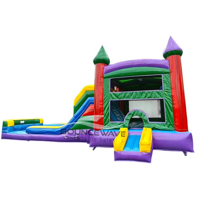 Euro Marble Splash & Save Bounce House with Dual Lane Slide (Wet/Dry) - BounceWave Inflatable Sales