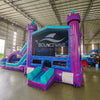 Euro Teal Purple Plunge Dual Lane Commercial Inflatable Combo (Wet/Dry) - BounceWave Inflatable Sales