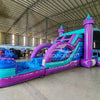 Euro Teal Purple Plunge Dual Lane Commercial Inflatable Combo (Wet/Dry) - BounceWave Inflatable Sales