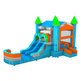 Fiji Falls PowerPlay Dual Lane Bounce House with Slide Combo - BounceWave Inflatable Sales