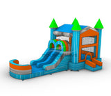 Fiji Falls PowerPlay Dual Lane Bounce House with Slide Combo - BounceWave Inflatable Sales