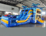 Flashpoint Dual Lane Bounce House with Slide Combo (Wet/Dry) - BounceWave Inflatable Sales