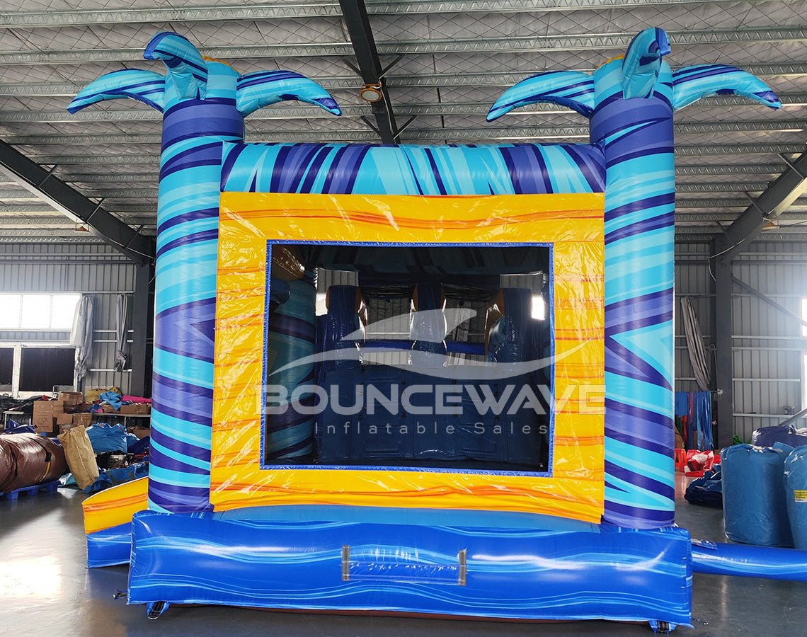 Flashpoint Dual Lane Bounce House with Slide Combo (Wet/Dry) - BounceWave Inflatable Sales